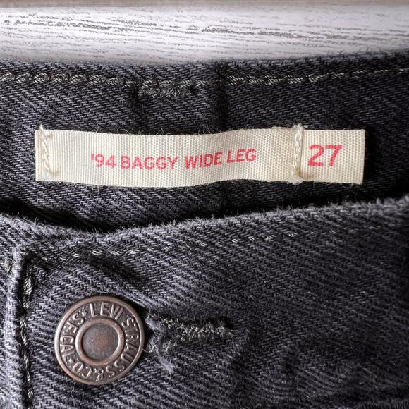 Levis Jeans Womens Size 27 Black '94 Baggy Wide Leg 100% Cotton Comfort - Picture 2 of 16